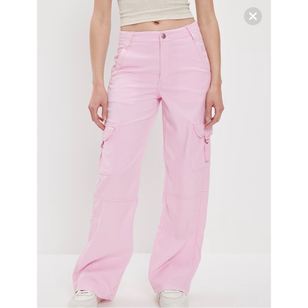 Pink AE Dreamy Drape Stretch Super High-Waisted Cargo Baggy Wide-Leg Pant